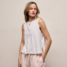 Slub Jersey Henley Tank - White