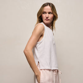 Slub Jersey Henley Tank - White