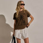 Slub Jersey Relaxed Graphic Tee in Cocoa/Black | James Perse Los Angeles