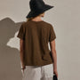 Slub Jersey Relaxed Graphic Tee in Cocoa/Black | James Perse Los Angeles