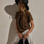 Slub Jersey Relaxed Graphic Tee in Cocoa/Black | James Perse Los Angeles