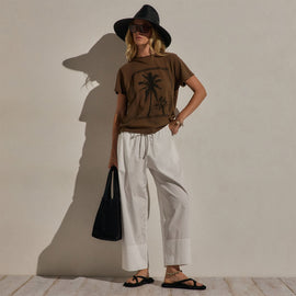 Slub Jersey Relaxed Graphic Tee in Cocoa/Black | James Perse Los Angeles