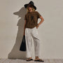 Slub Jersey Relaxed Graphic Tee in Cocoa/Black | James Perse Los Angeles