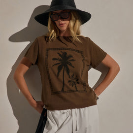Slub Jersey Relaxed Graphic Tee in Cocoa/Black | James Perse Los Angeles