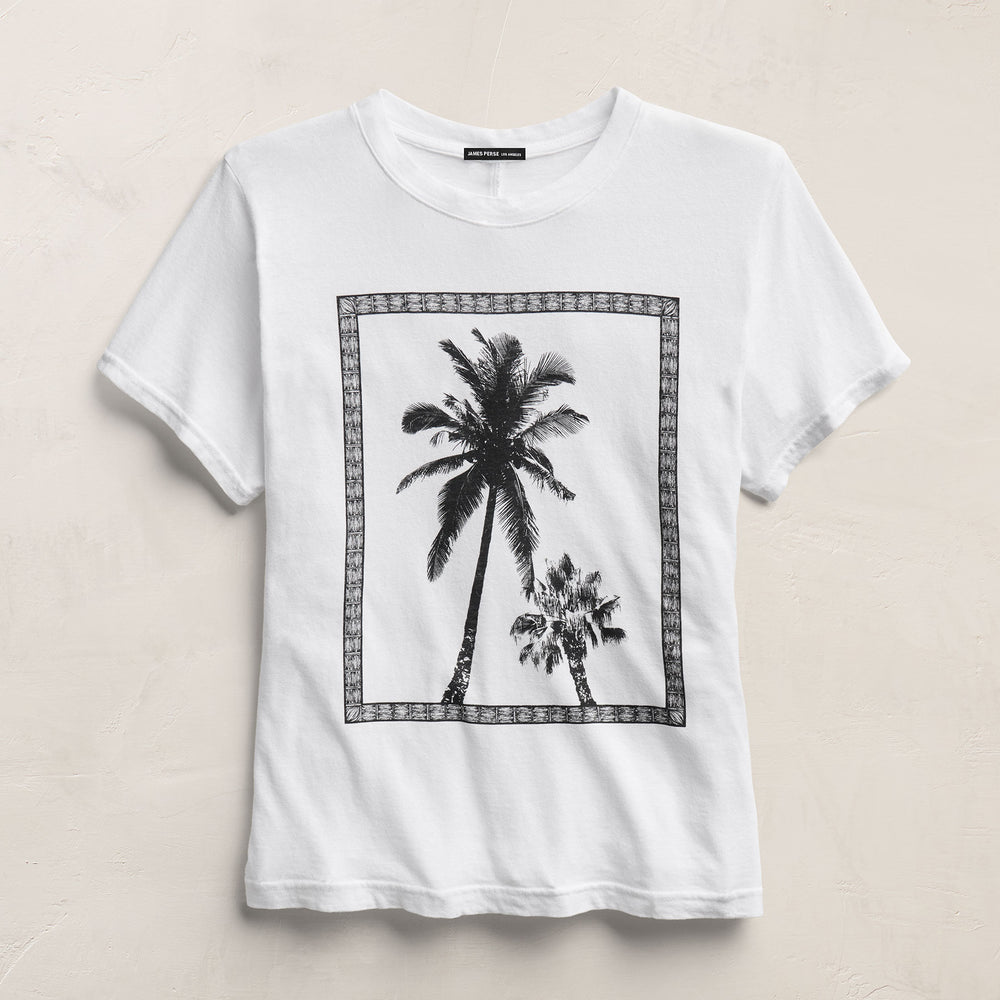 Slub Jersey Relaxed Graphic Tee in White/Black | James Perse Los Angeles