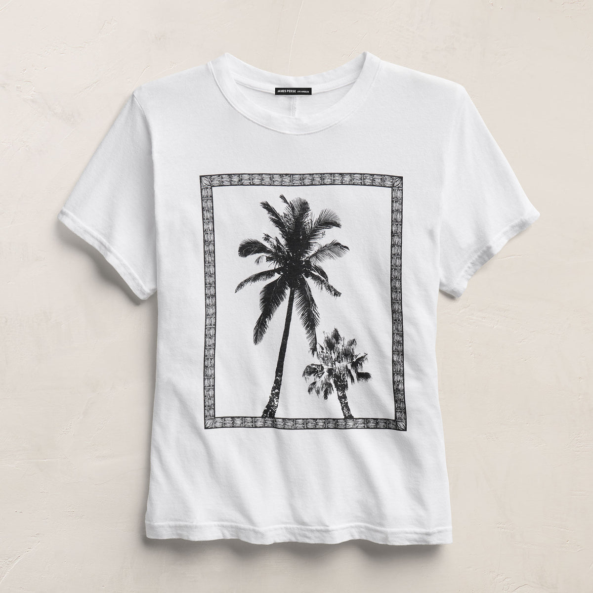 Slub Jersey Relaxed Graphic Tee in White/Black | James Perse Los Angeles