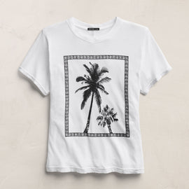 Slub Jersey Relaxed Graphic Tee in White/Black | James Perse Los Angeles