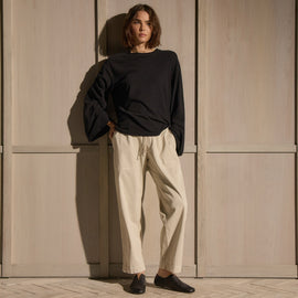 Slub Jersey Wide Long Sleeve Tee in Black | James Perse Los Angeles