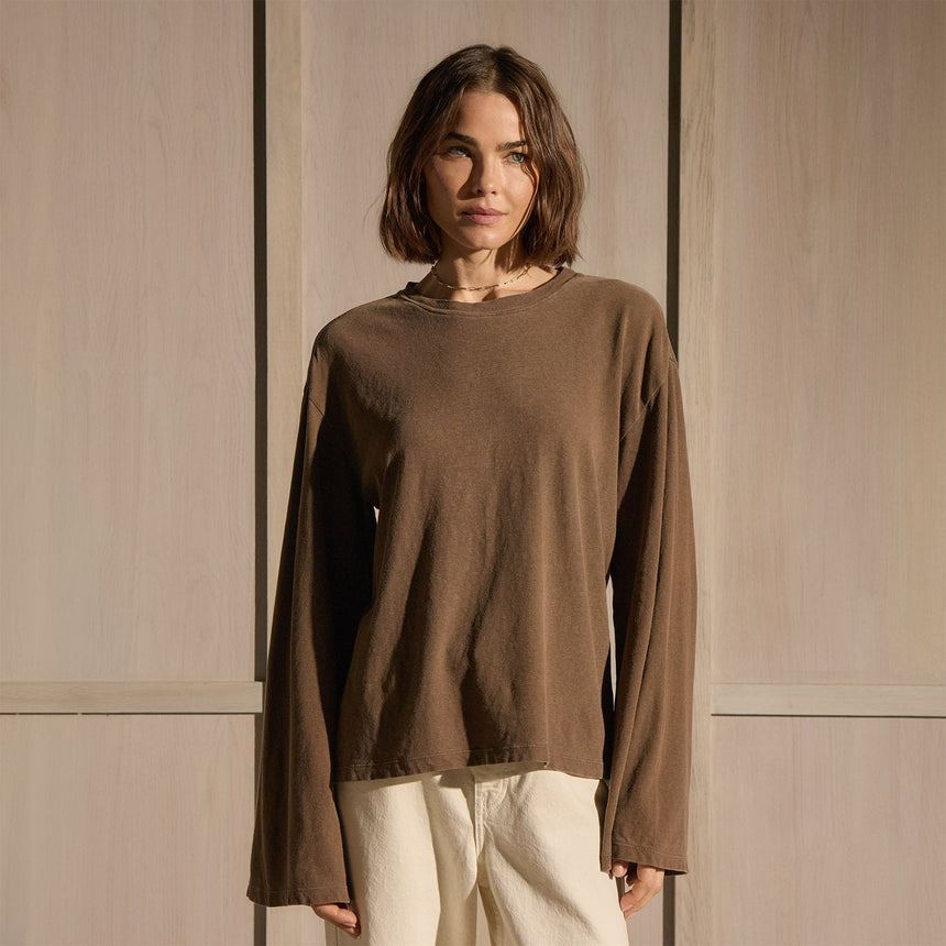 Slub Jersey Wide Long Sleeve Tee in Fox Pigment | James Perse Los Angeles
