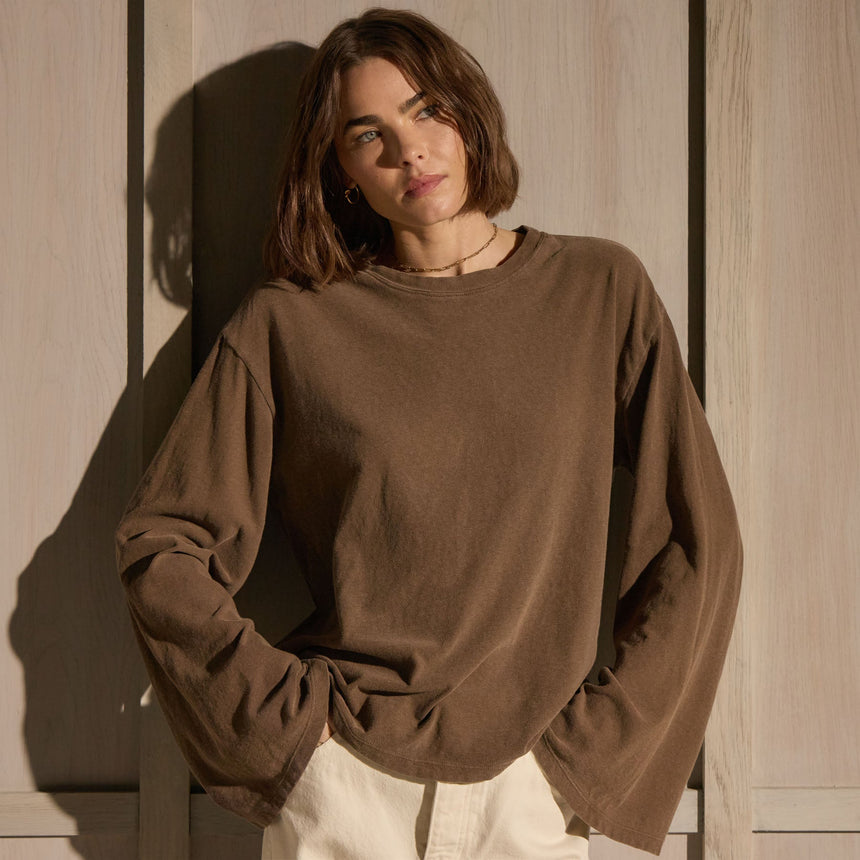 Slub Jersey Wide Long Sleeve Tee in Fox Pigment | James Perse Los Angeles