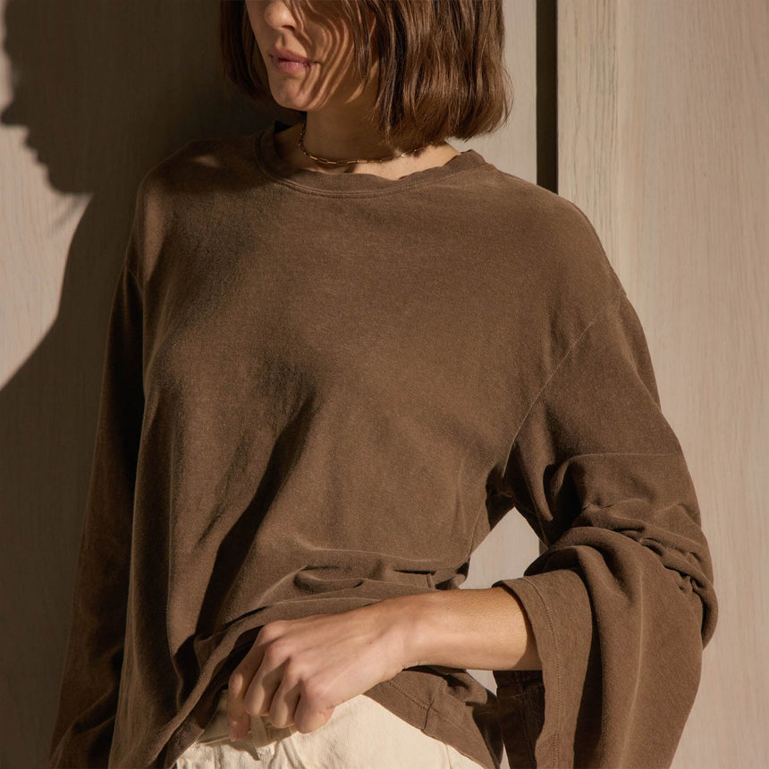 Slub Jersey Wide Long Sleeve Tee in Fox Pigment | James Perse Los Angeles