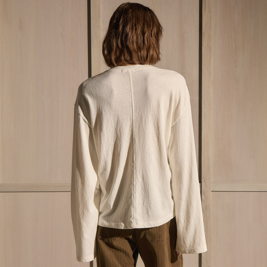 Slub Jersey Wide Long Sleeve Tee in White | James Perse Los Angeles