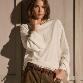 Slub Jersey Wide Long Sleeve Tee in White | James Perse Los Angeles