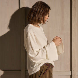 Slub Jersey Wide Long Sleeve Tee in White | James Perse Los Angeles
