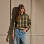 Cropped Flannel Shirt - Tan Black Mix Plaid | James Perse Los Angeles