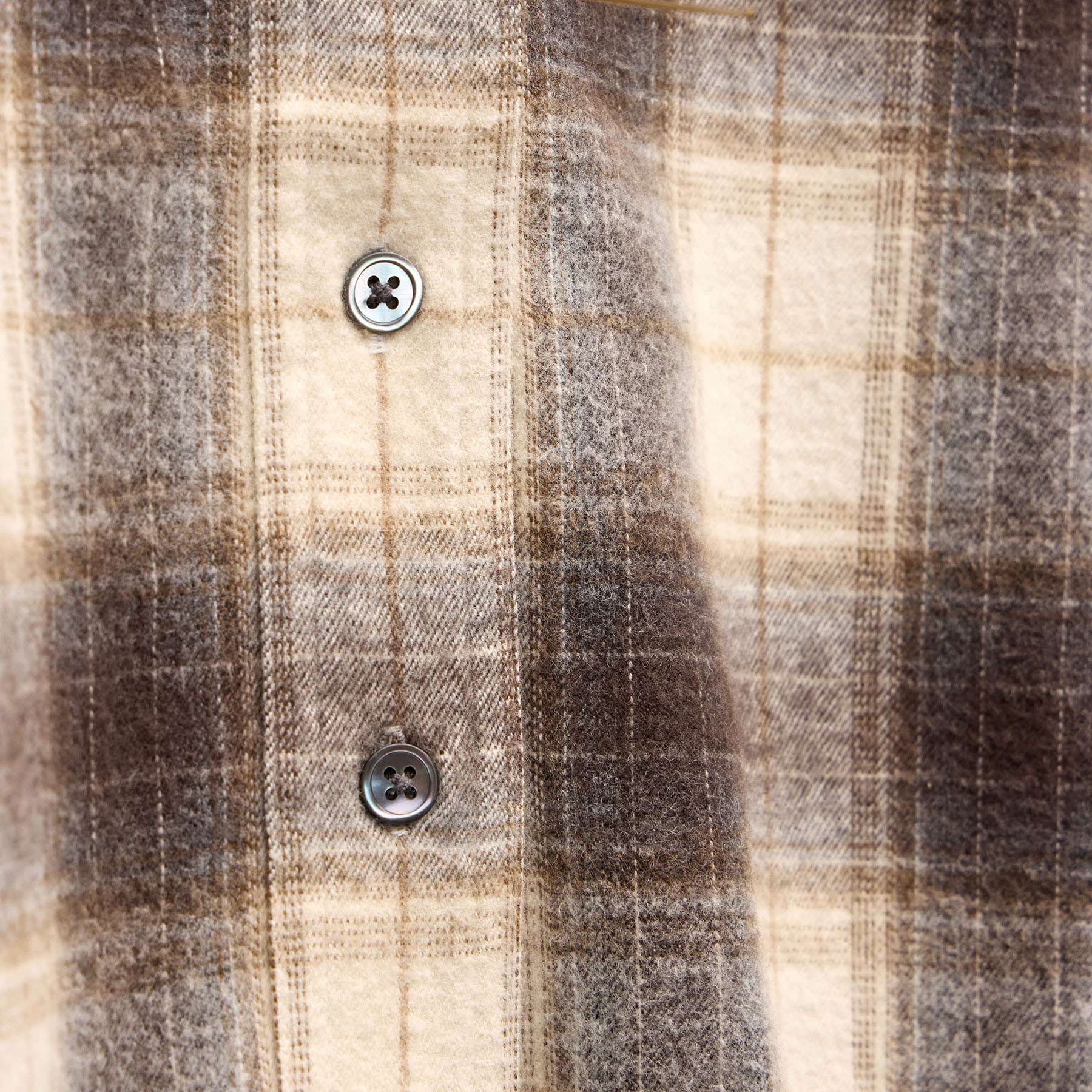 Plaid Flannel Cropped Shirt - Grey Brown Mix Plaid