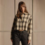 Cropped Flannel Shirt - Grey Brown Mix Plaid | James Perse Los Angeles