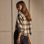Cropped Flannel Shirt - Grey Brown Mix Plaid | James Perse Los Angeles