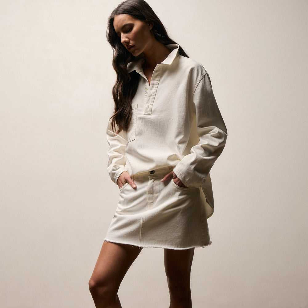 5 Pocket Denim Mini Skirt in Coastal Cloud | James Perse Los Angeles
