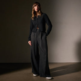 Lightweight Linen Wide Leg Pnt in Black | James Perse Los Angeles