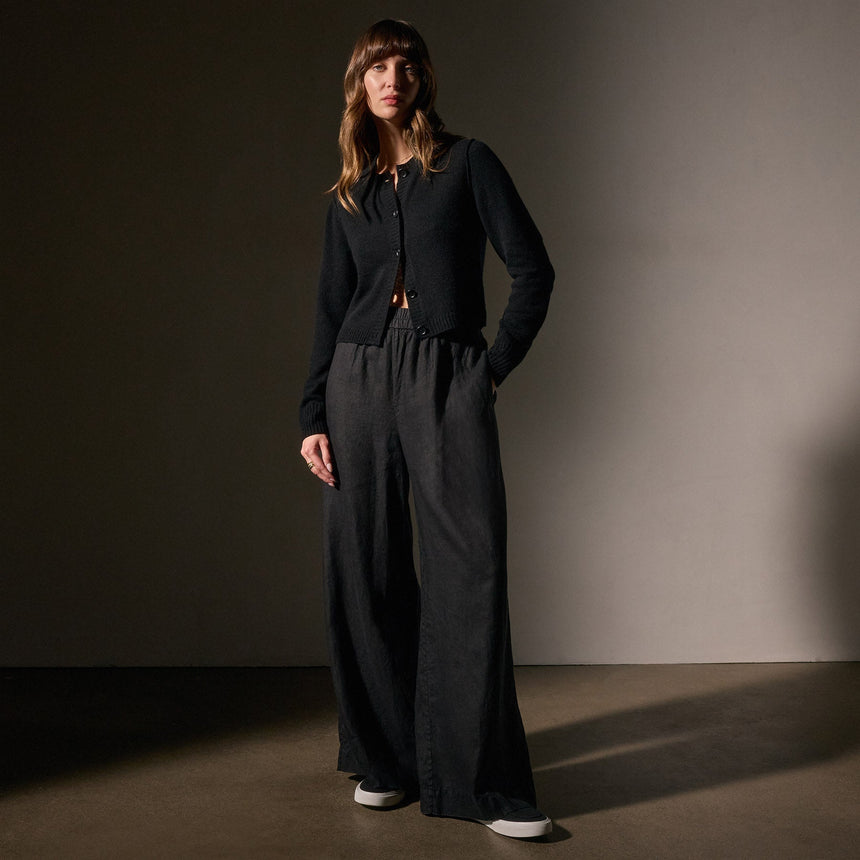 Lightweight Linen Wide Leg Pnt in Black | James Perse Los Angeles