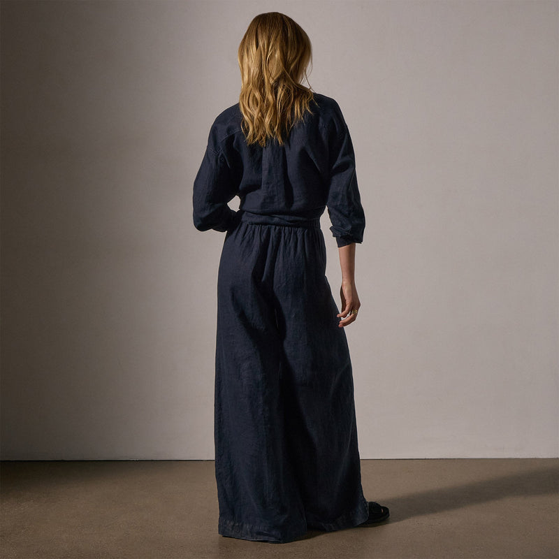 Lightweight Linen Wide Leg Pant - Classic Navy | James Perse Los Angeles Lightweight Linen Wide Leg Pant - Classic Navy | James Perse Los Angeles