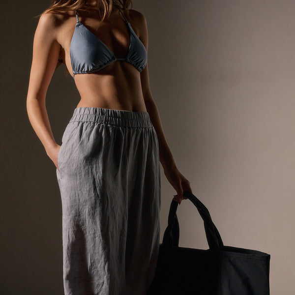 Lightweight Linen Wide Leg Pnt in Grey Sky Pigment | James Perse Los Angeles