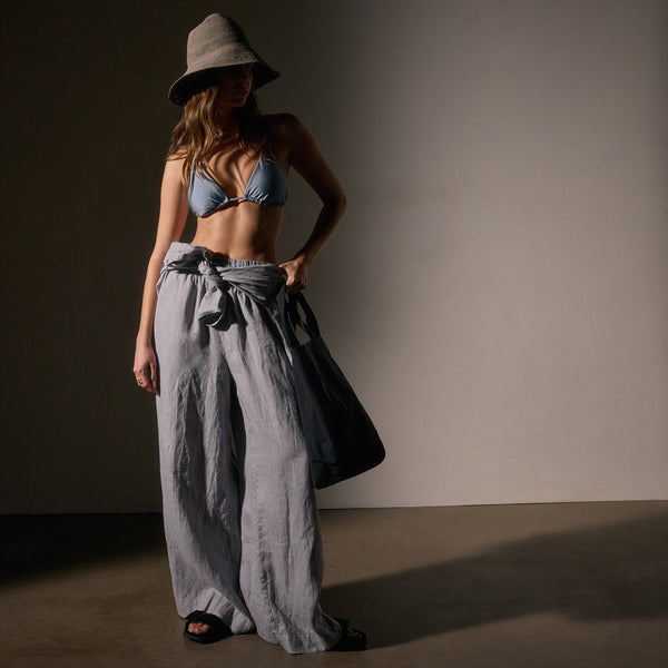 Lightweight Linen Wide Leg Pnt in Grey Sky Pigment | James Perse Los Angeles