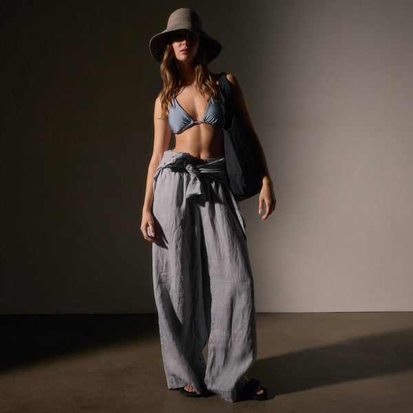 Lightweight Linen Wide Leg Pnt in Grey Sky Pigment | James Perse Los Angeles