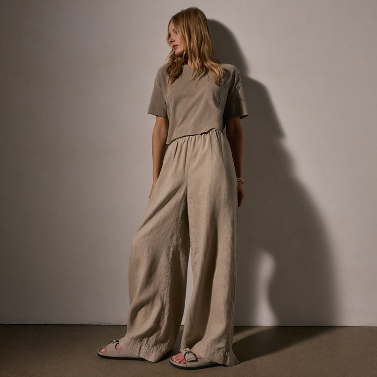 Lightweight Linen Wide Leg Pnt in Overcast Pigment | James Perse Los Angeles