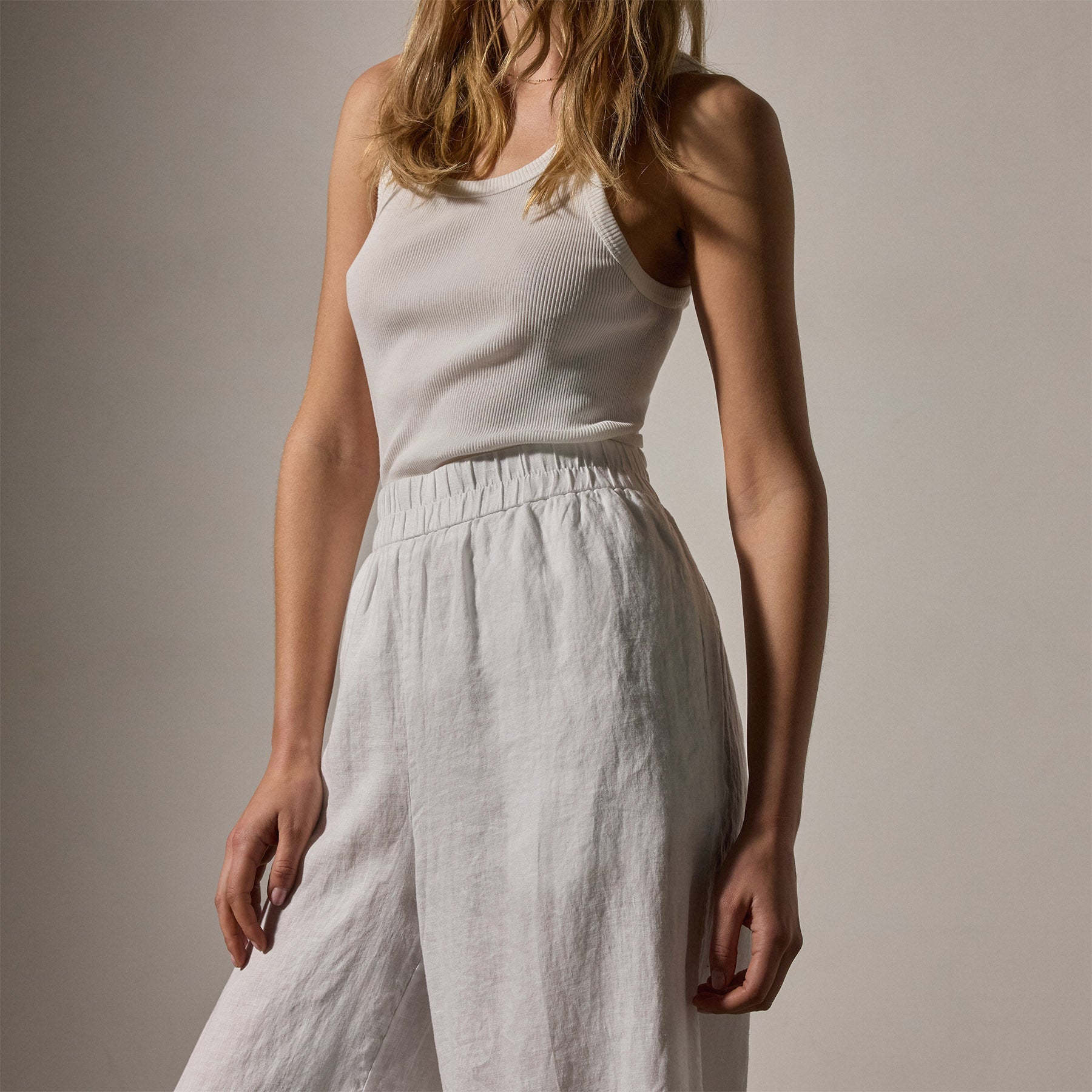 Lightweight Linen Wide Leg Pant - White | James Perse Los Angeles