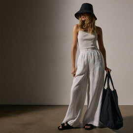 Lightweight Linen Wide Leg Pant in White | James Perse Los Angeles