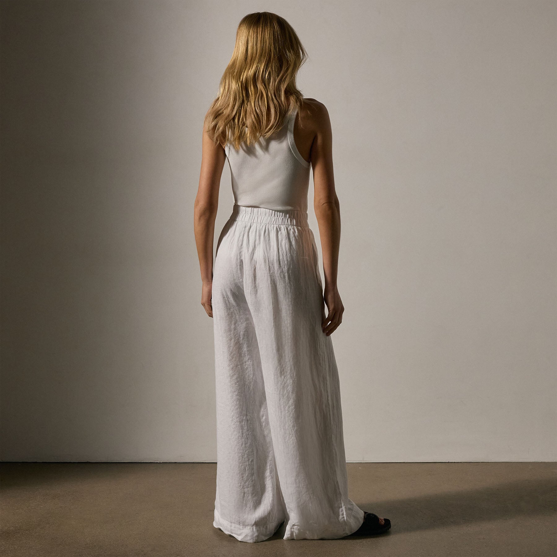 Lightweight Linen Wide Leg Pant - White | James Perse Los Angeles