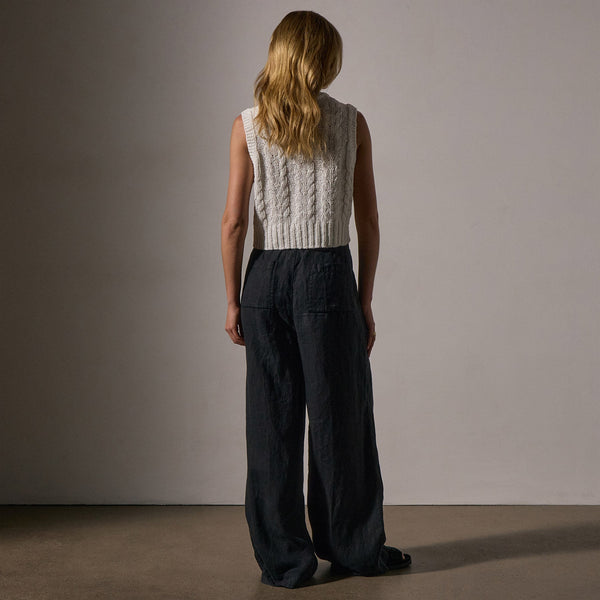 Lightweight Linen Elastic Pant in Black | James Perse Los Angeles