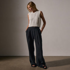 Lightweight Linen Elastic Pant in Black | James Perse Los Angeles