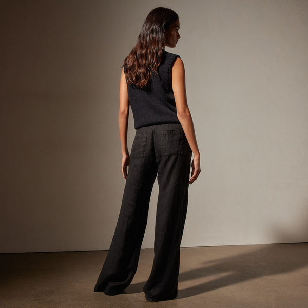 Wide Leg Relaxed Linen Pant in Black | James Perse Los Angeles