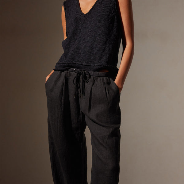 Wide Leg Relaxed Linen Pant in Black | James Perse Los Angeles