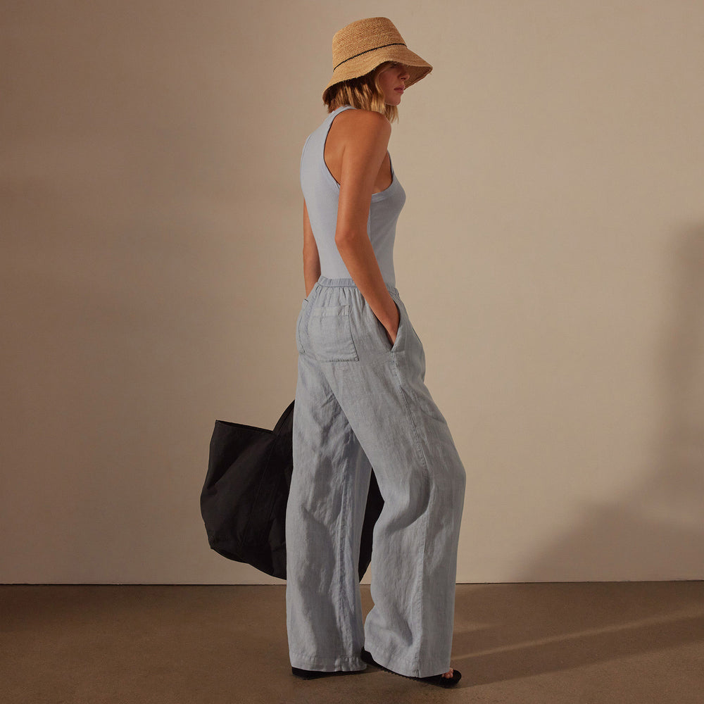 Wide Leg Relaxed Linen Pant in Open Sky Pigment | James Perse Los Angeles