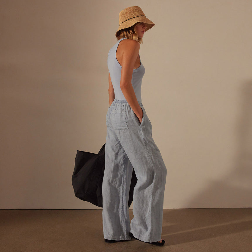 Wide Leg Relaxed Linen Pant in Open Sky Pigment | James Perse Los Angeles