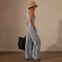 Wide Leg Relaxed Linen Pant in Open Sky Pigment | James Perse Los Angeles