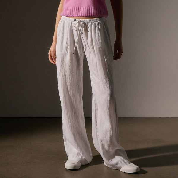 Wide Leg Relaxed Linen Pant in White | James Perse Los Angeles