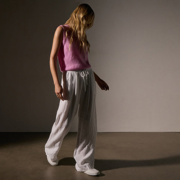 Wide Leg Relaxed Linen Pant in White | James Perse Los Angeles