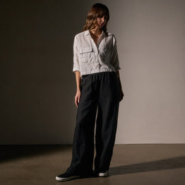 Pocket Cropped Shirt in White | James Perse Los Angeles