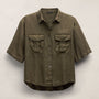 Short Sleeve Utility Shirt in Army Green Pigment | James Perse Los Angeles