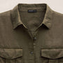 Short Sleeve Utility Shirt in Army Green Pigment | James Perse Los Angeles
