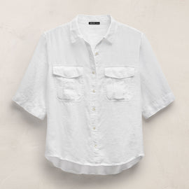 Short Sleeve Utility Shirt in White | James Perse Los Angeles
