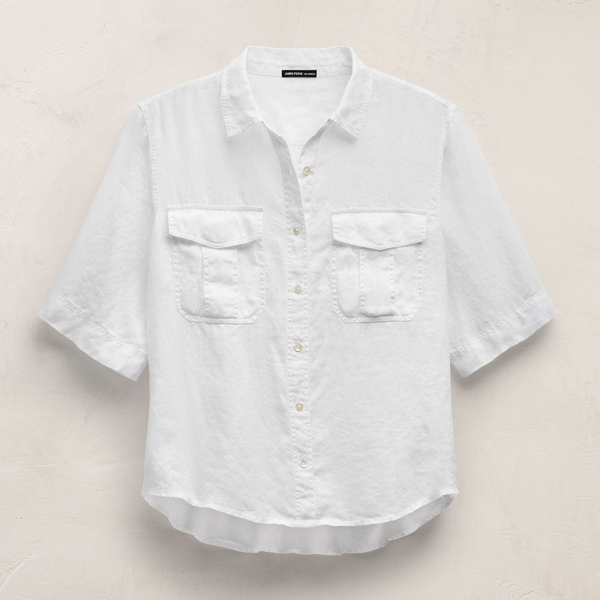 Short Sleeve Utility Shirt in White | James Perse Los Angeles