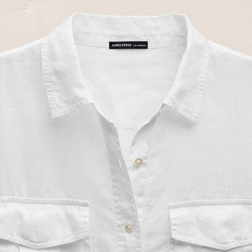 Short Sleeve Utility Shirt in White | James Perse Los Angeles