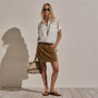 Linen Short Sleeve Utility Shirt in White | James Perse Los Angeles