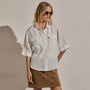Linen Short Sleeve Utility Shirt in White | James Perse Los Angeles